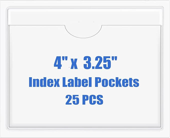 Origin-Joy 25 PCS Self-Adhesive Index Label Pockets, Clear Plastic Peel & Stick Card Holders with... | Amazon (US)