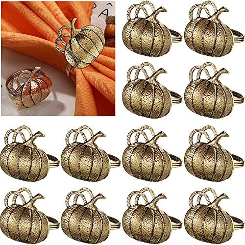12 Pieces Thanksgiving Napkin Ring Set Including Fall Leaf Napkin Rings Halloween Pumpkin Napkin ... | Amazon (US)