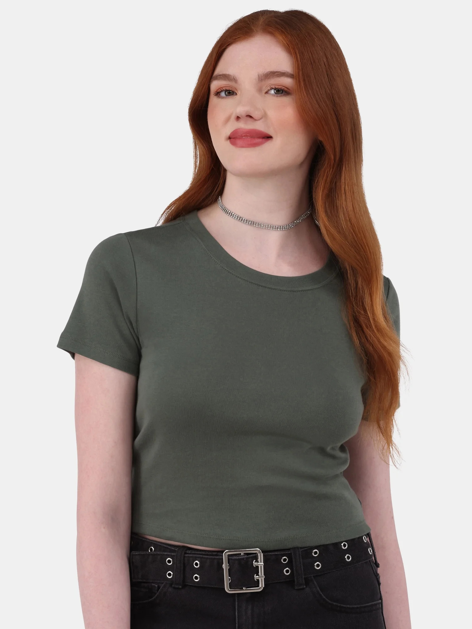 No Boundaries Crop Crew Tee, Women's | Walmart (US)