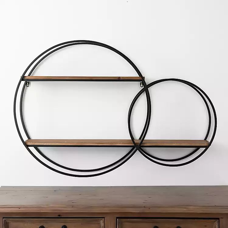 New!Double Circle Metal and Wood Wall Shelf | Kirkland's Home