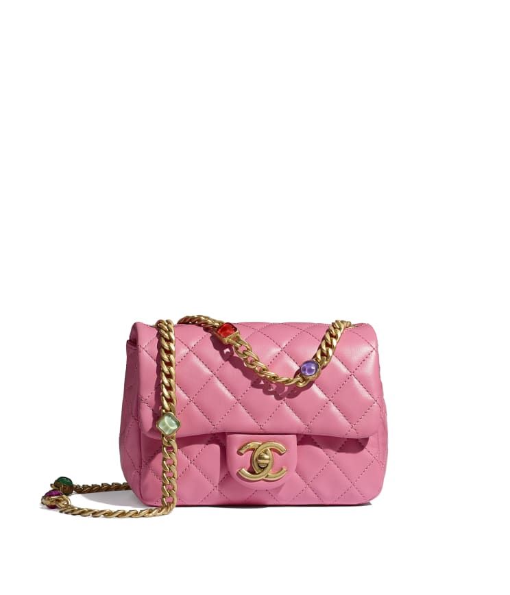 Lambskin, Resin & Gold-Tone Metal Pink Flap Bag | CHANEL | Chanel, Inc. (US)