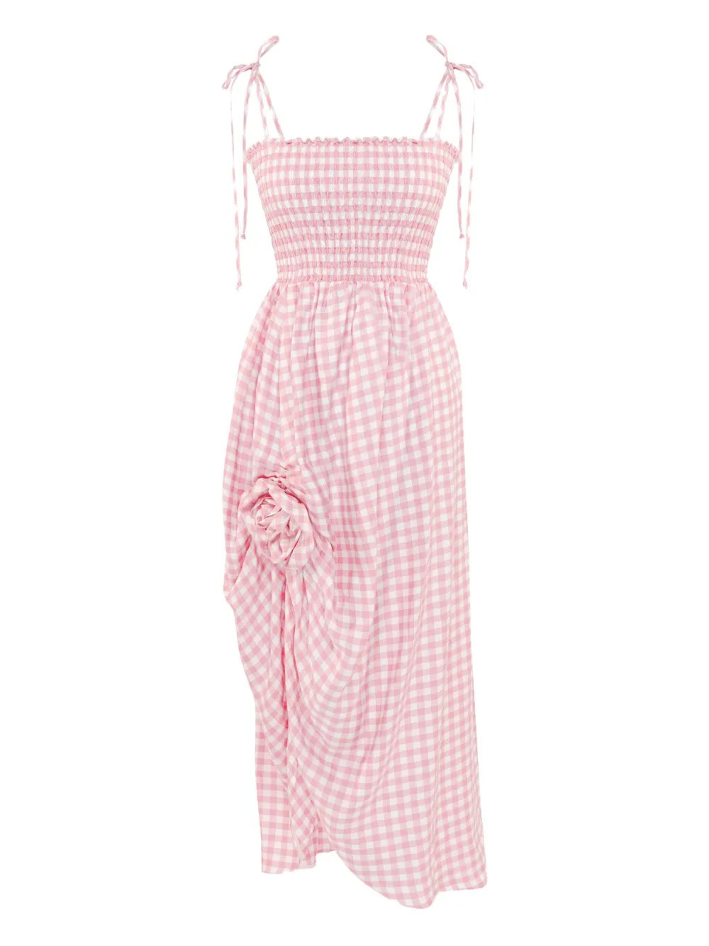 Sleeper Atlanta gingham rose-detail dress - Pink | Farfetch Global