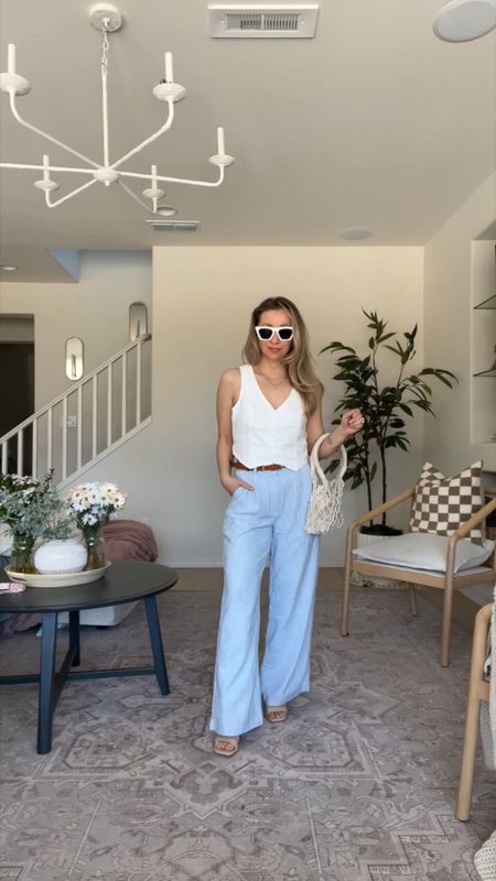 Linen trouser pants styled three ways 🫶🏻 the blue stripes are my favorite! 

Hollister 
Trousers outfit 
Women’s sandals 
Target 
Amazon fashion 
Sunglasses 

#LTKSeasonal #LTKVideo #LTKstyletip