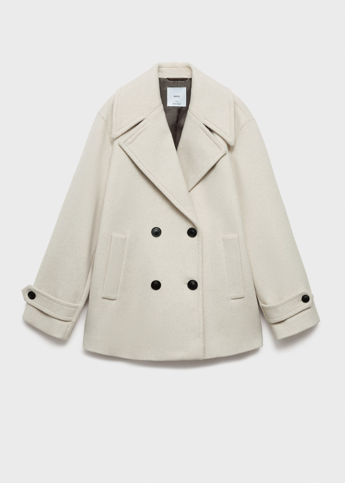 Wool double-breasted coat with buttons | MANGO (UK)