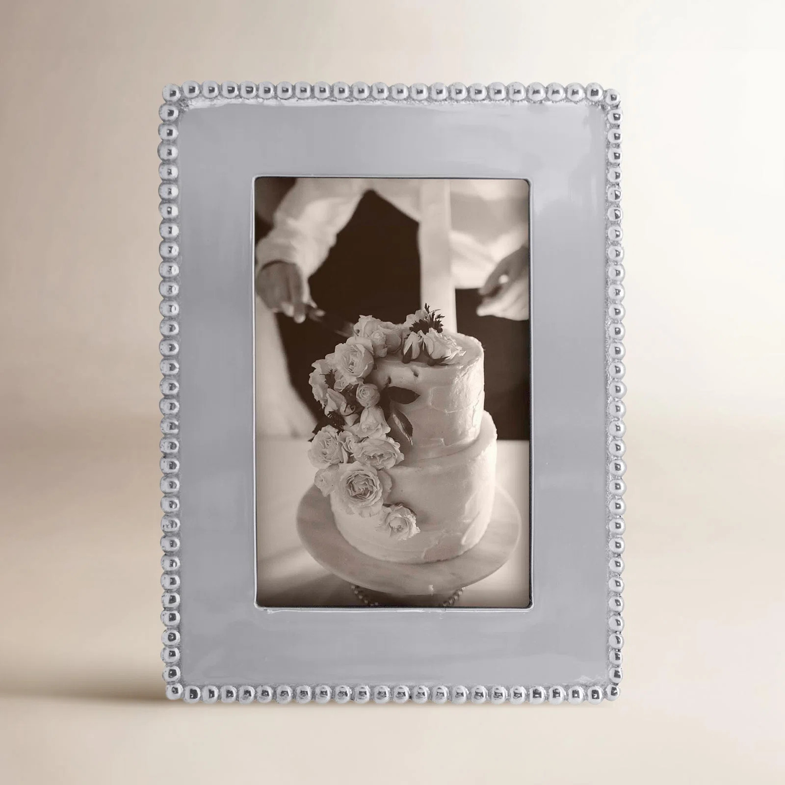 Beaded Silver Metal Beaded Picture Frame | Birch Lane
