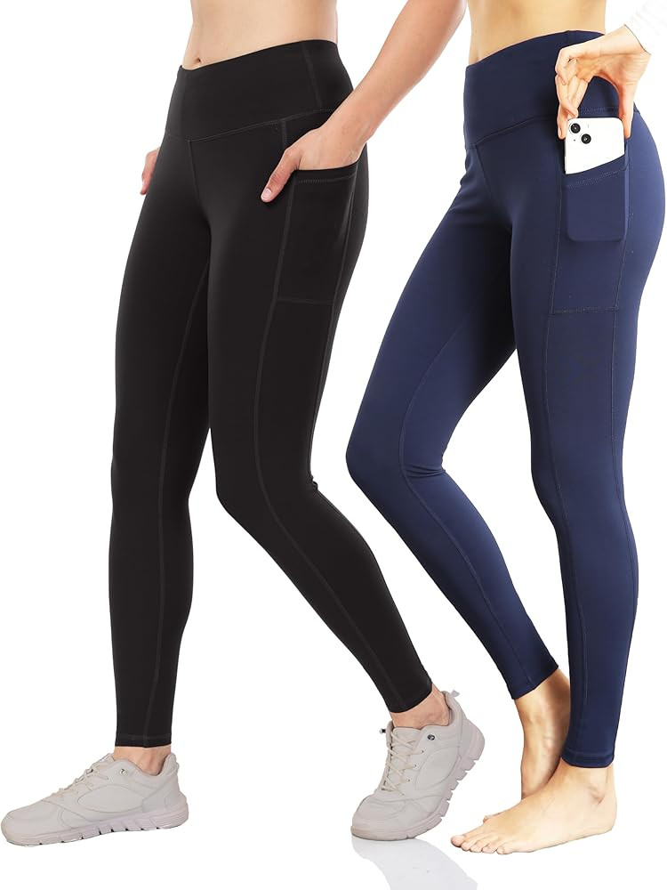 LegEnd Women's 2 Pack Workout Leggings with Pockets 27"- Buttery Soft High Waisted Tummy Control ... | Amazon (US)