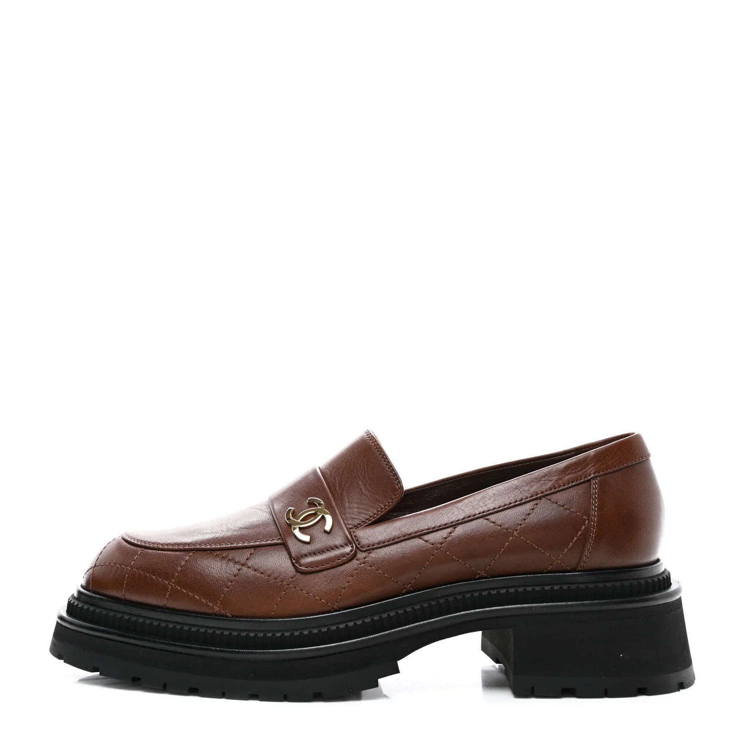 Calfskin Quilted CC Mocassin Loafers 42 Brown | FASHIONPHILE (US)