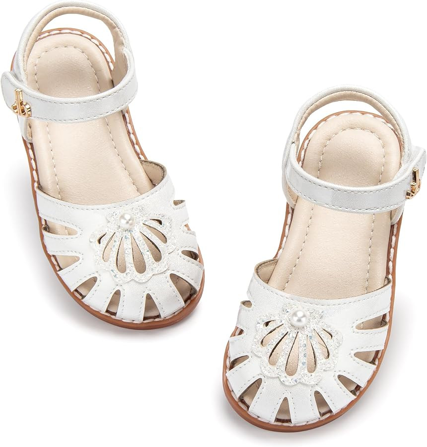 THEE BRON Toddler Girls Closed Toe Sweet Retro Cutout Sandals - Princess Summer Shoes | Amazon (US)