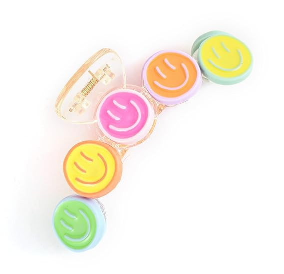 Colorful Y2K Hair Claws, Jaw Clamps, and Clips - Smiley Face Hair Accessories for Girls, Summer B... | Amazon (US)