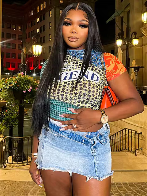 FQLWL Summer Graphic Print T Shirts For Women 2023 Color Y2k Bodycon Crop Top Fashion Streetwear ... | AliExpress (US)