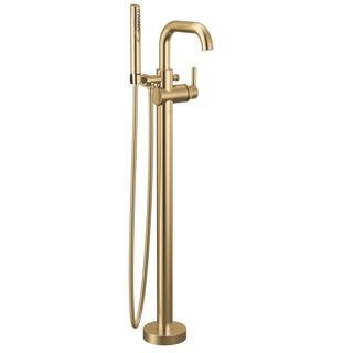 Trinsic Gold 1-Handle Floor Mount Tub Faucet Trim Kit in Champagne Bronze with Hand Shower (Valve Not Included) | The Home Depot