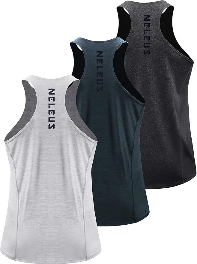 NELEUS Men's 3 Pack Running Tank Top Dry Fit Y-Back Athletic Workout Tank Tops | Amazon (US)