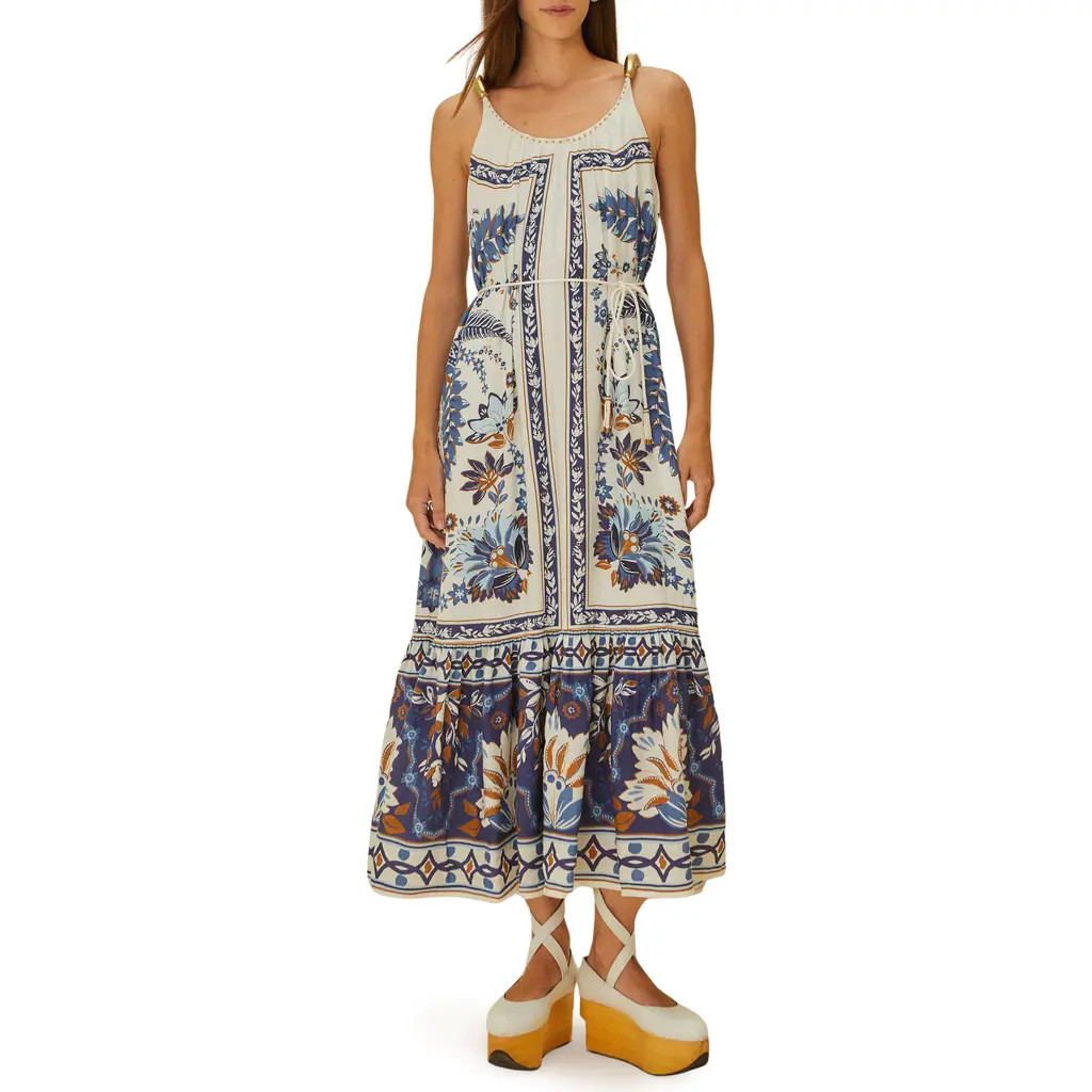 FARM Rio Ana Tapestry Linen Blend Sundress in Off-White at Nordstrom Rack, Size Small | Nordstrom Rack