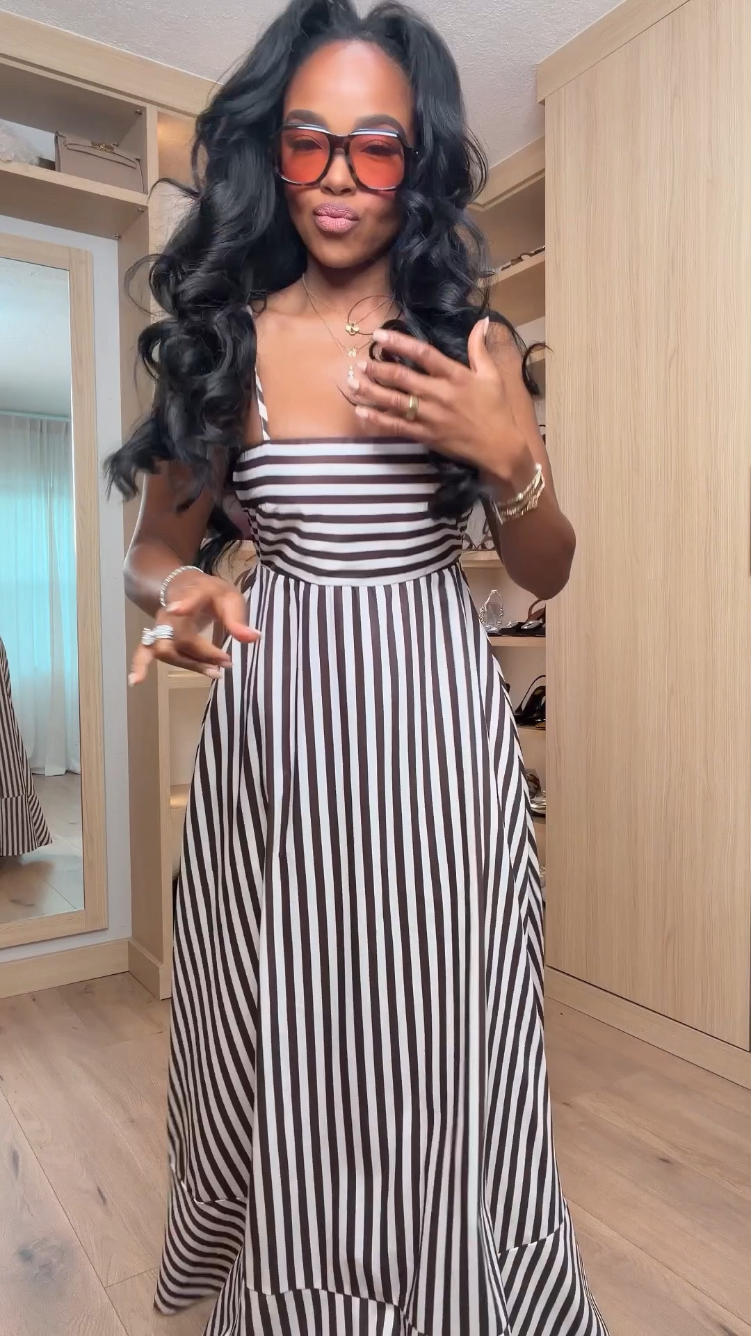 Scroll to shop this chic striped maxi dress styled for an effortless summer look. A classic striped dress is one of those timeless pieces you can wear season after season, making it a smart wardrobe staple where the cost per wear keeps dropping the more ways you style it.

Perfect for vacation outfits, brunch, beach dinners, summer events, or easy weekend styling.

5'4" | 138 lbs | 34D bust | 27" waist | 40" hips

Follow me on Instagram and YouTube @kirasfashion