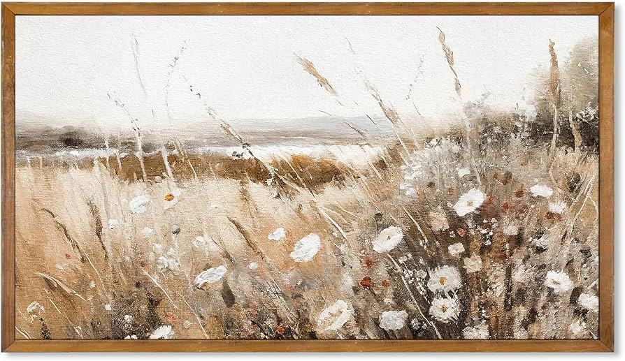 TWNSLLA Vintage Wall Art Framed,Spring Wildflower Field Landscape Art Prints,Farmhouse Wall Art B... | Amazon (US)
