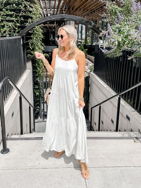 Amazon white summer dress. Perfect for vacation  and on sale //  wearing a small in dress and runs tts. Bump friendly! Sandals run tts and are super comfy!



#LTKSaleAlert #LTKSeasonal #LTKStyleTip