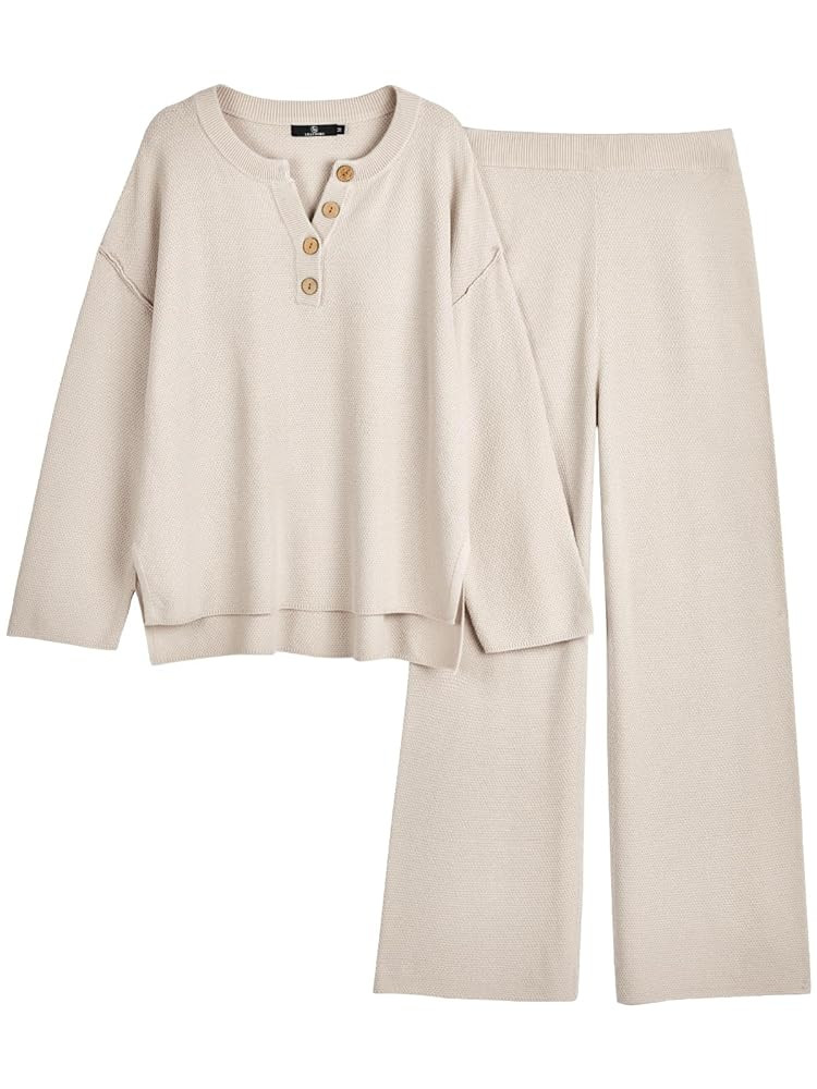 LILLUSORY Women's 2 Piece Lounge Sets Oversized Slouchy Matching Cozy Knit Sets | Amazon (US)