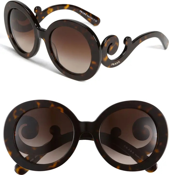 Prada 'Baroque' 55mm Round Sunglasses | Nordstrom | Nordstrom
