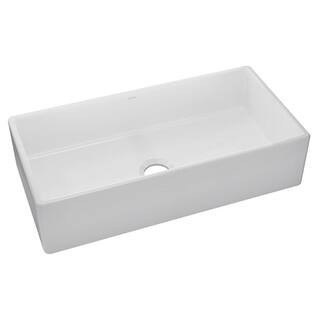 Burnham 36 in. Farmhouse/Apron-Front Single Bowl 18-Gauge White Fireclay Kitchen Sink Only | The Home Depot