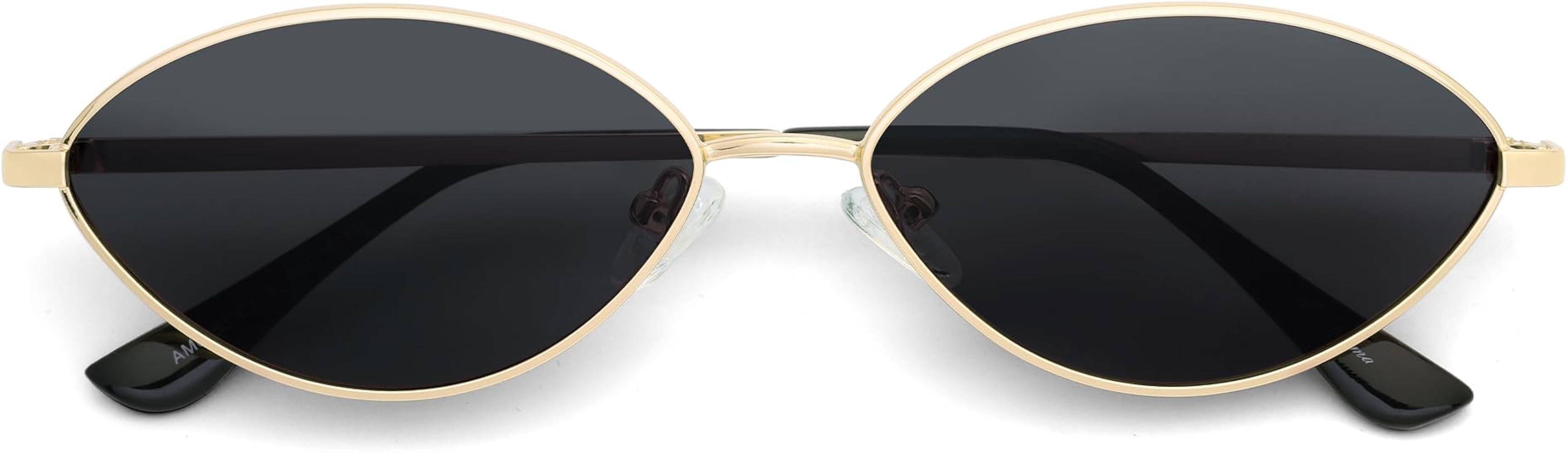 Retro Oval Sunglasses for Women Designer 2025 Womens Chic Sun Glasses Polarized 2025 Metal 90s AM... | Amazon (US)