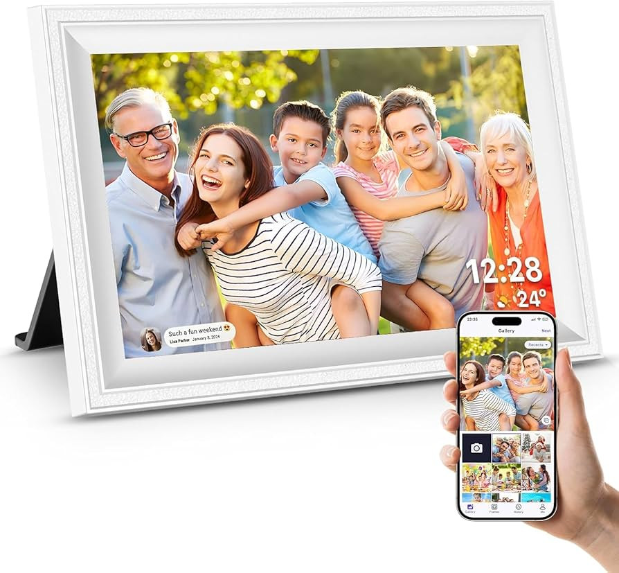 Smart White Digital Picture Frame WiFi Send Photos from Your Phone 16GB Storage 10.1inch 1280x800... | Amazon (US)