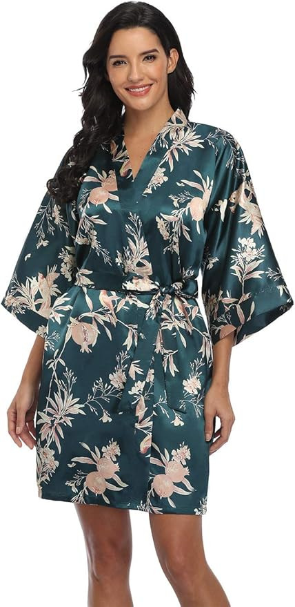 Women's Pure Short Silky Robes Bridesmaid Bride Party Satin Robes Sleepwear | Amazon (US)