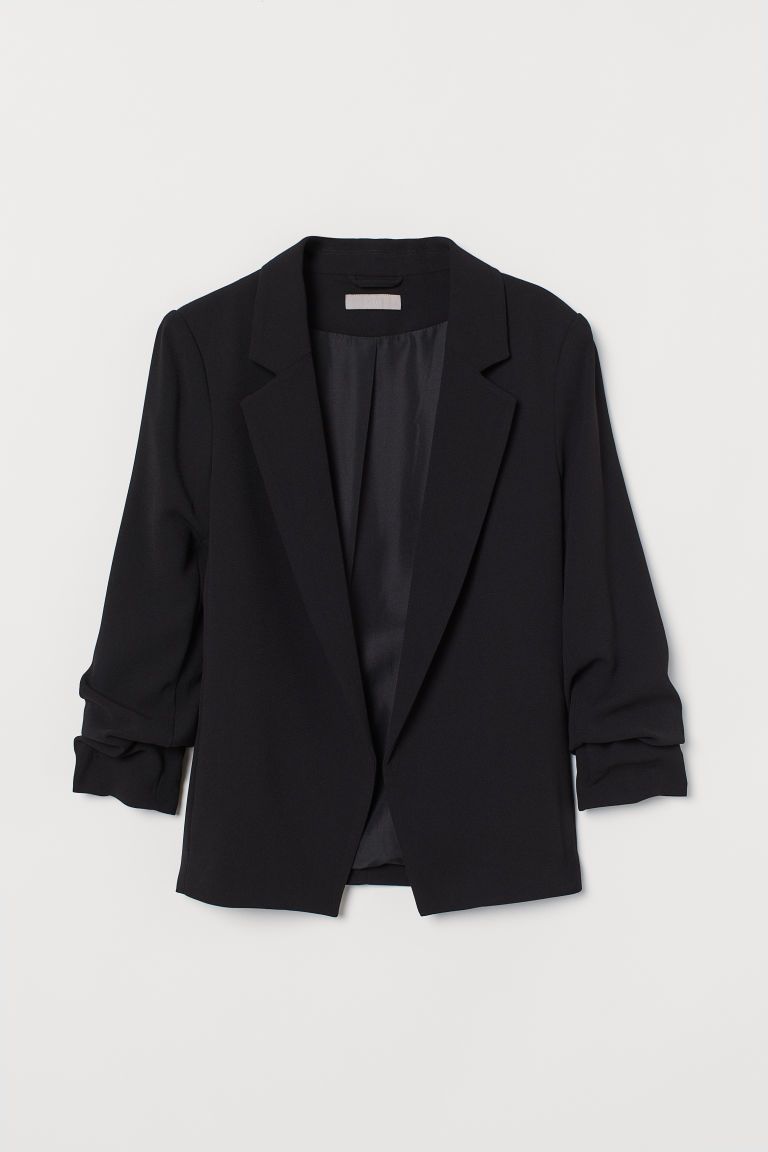 H & M - Jacket with gathered sleeves - Black | H&M (UK, MY, IN, SG, PH, TW, HK)