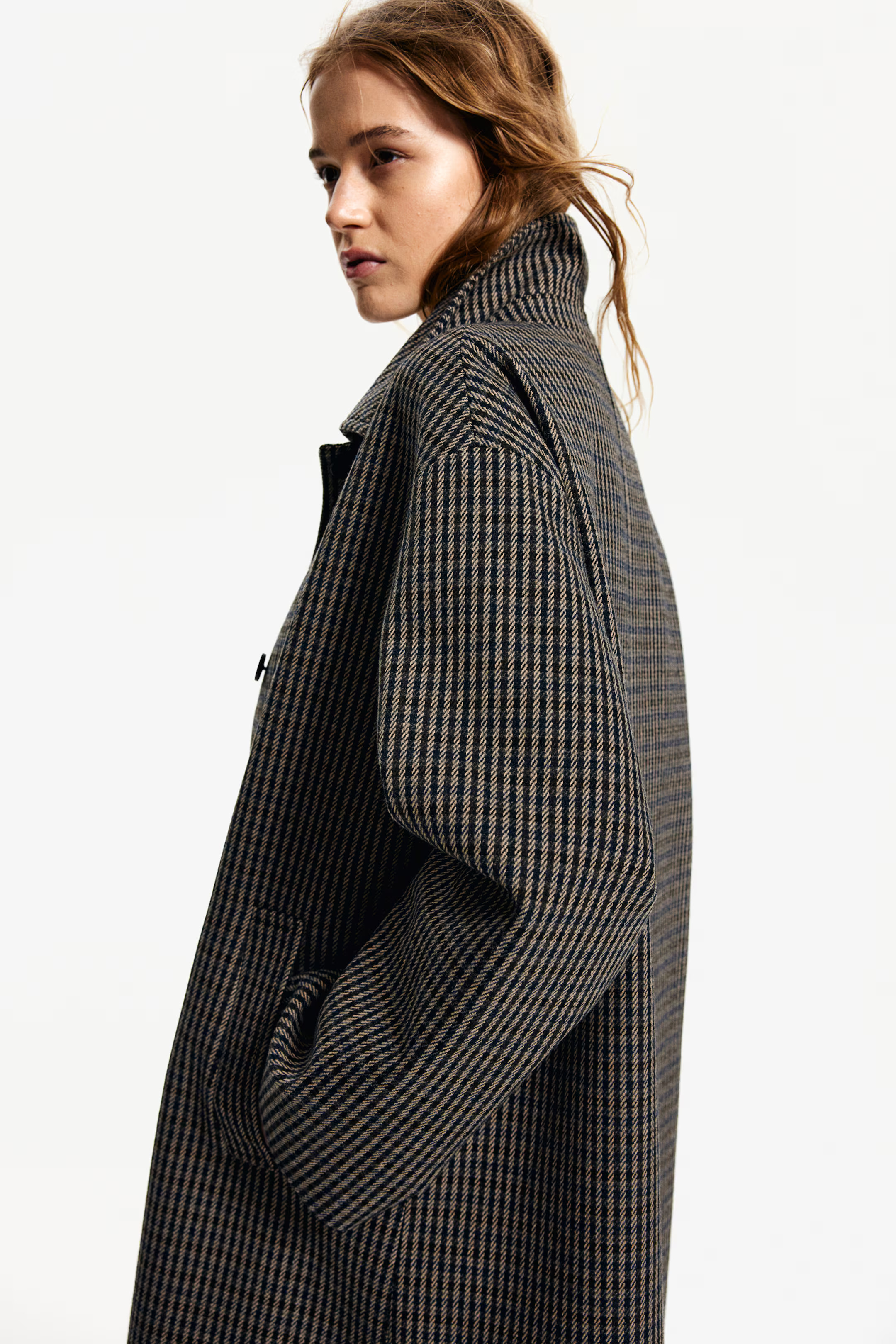 Wool-Blend Maxi Coat - Taupe/checked - Ladies | H&M US | H&M (US + CA)