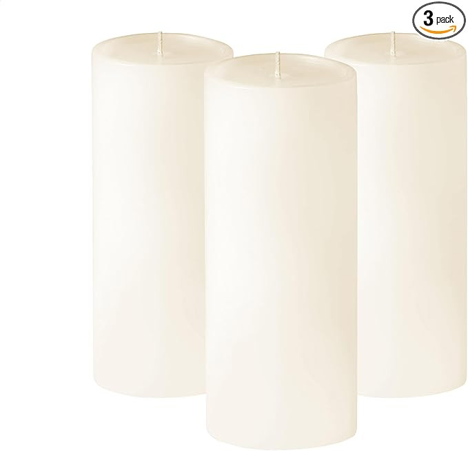 Simply Soson 3x8 inch Ivory Pillar Candles Set of 3, Smooth Texture, Unscented Ivory Candles, Dri... | Amazon (US)