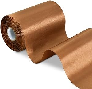 TONIFUL 4 Inch Wide Coffee Brown Solid Satin Ribbon 22yd Fabric Large Ribbon for Cutting Ceremony... | Amazon (US)