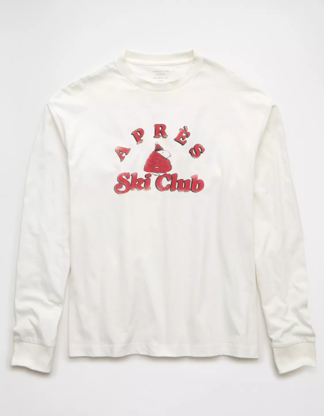 AE Boxy Long Sleeve Snoopy Graphic T-Shirt | American Eagle Outfitters (US & CA)