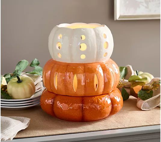 HomeWorx by Slatkin & Co. Stacked Pumpkin Luminary - QVC.com | QVC