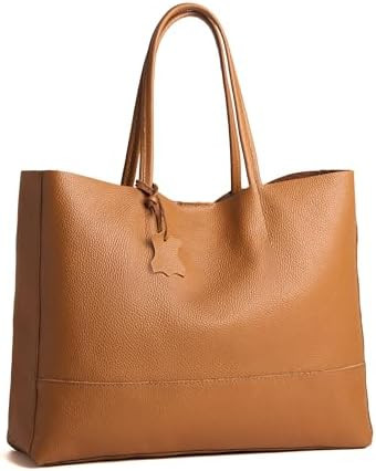 Italian Leather Tote Bag for Women - Large Shoulder Shopper, Fits 16” Laptop, Keychain Holder, ... | Amazon (US)