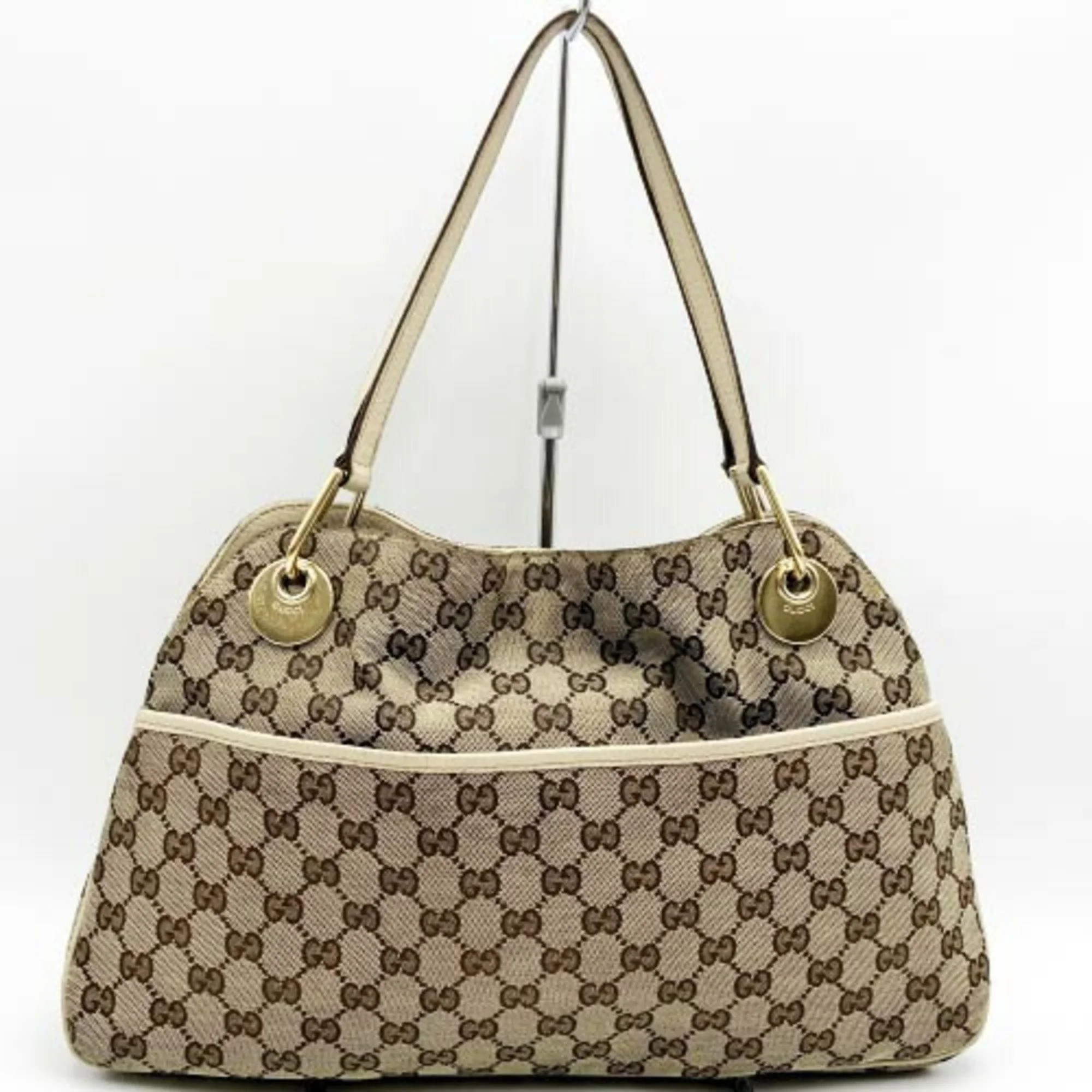 Pre-Owned GUCCI 121023 Eclipse GG Line Shoulder Bag Handbag Canvas Brown White Beige Women's ITDH... | Walmart (US)