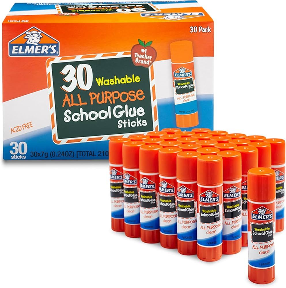 Elmer's All Purpose School Glue Sticks, Washable, 7 Grams, 30 Count | Amazon (US)