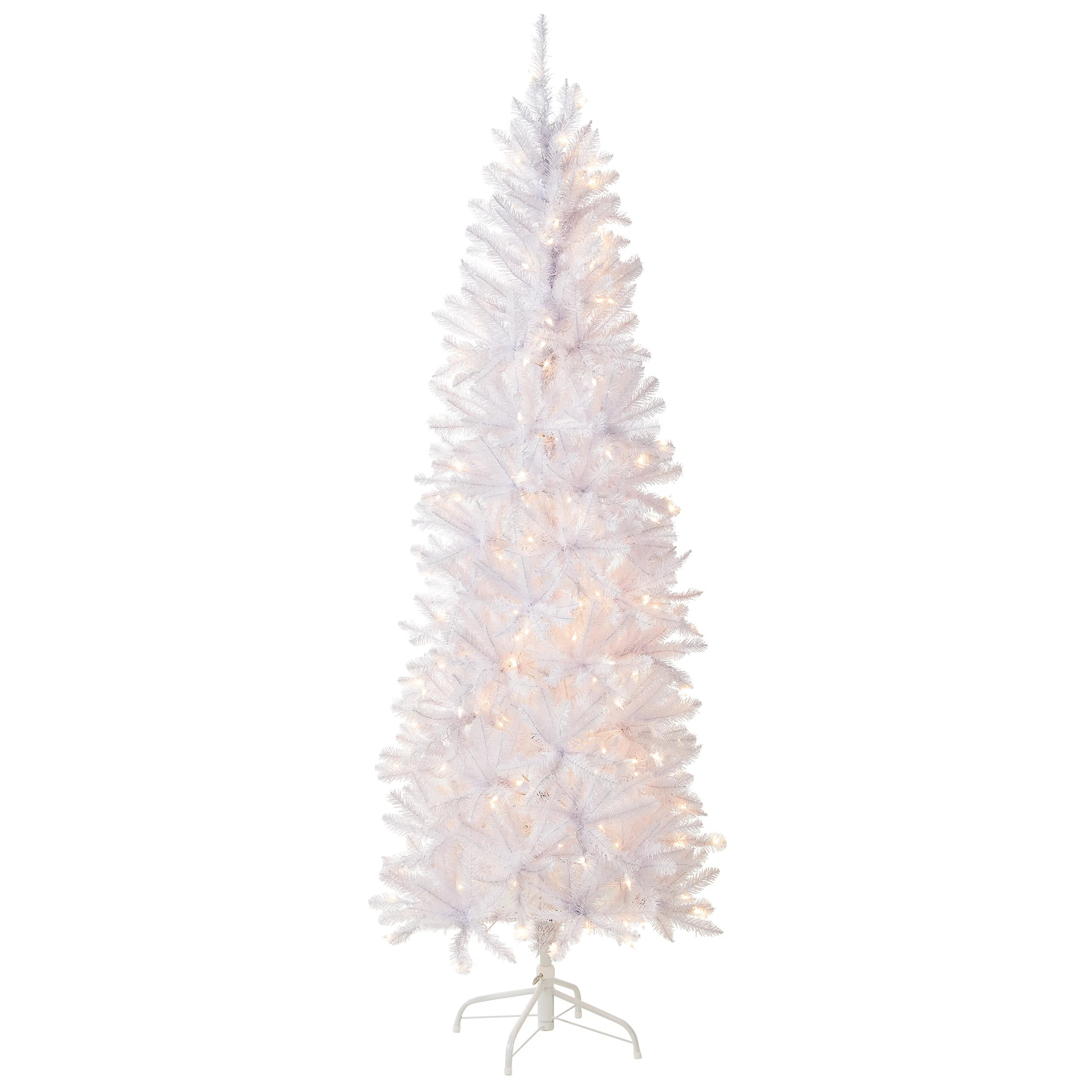 The Holiday Aisle® Kingswood Fir White Pencil Tree with Clear Lights & Reviews | Wayfair | Wayfair North America