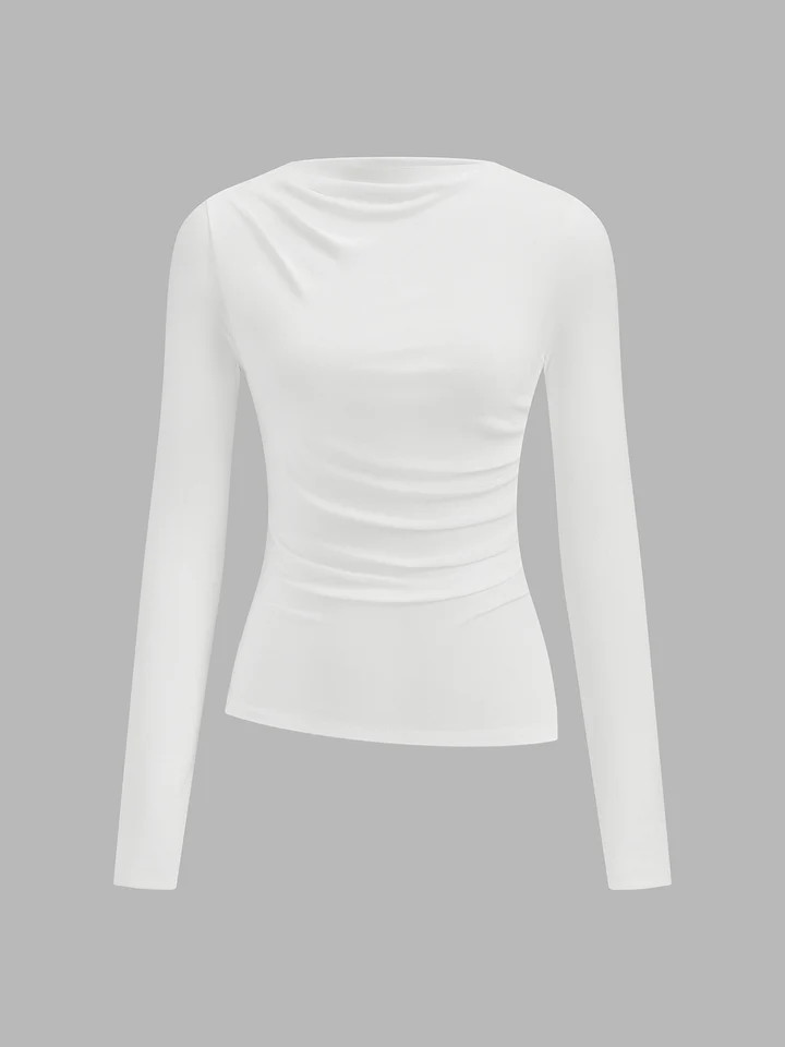 Basic Ruched Long Sleeve Top | Commense