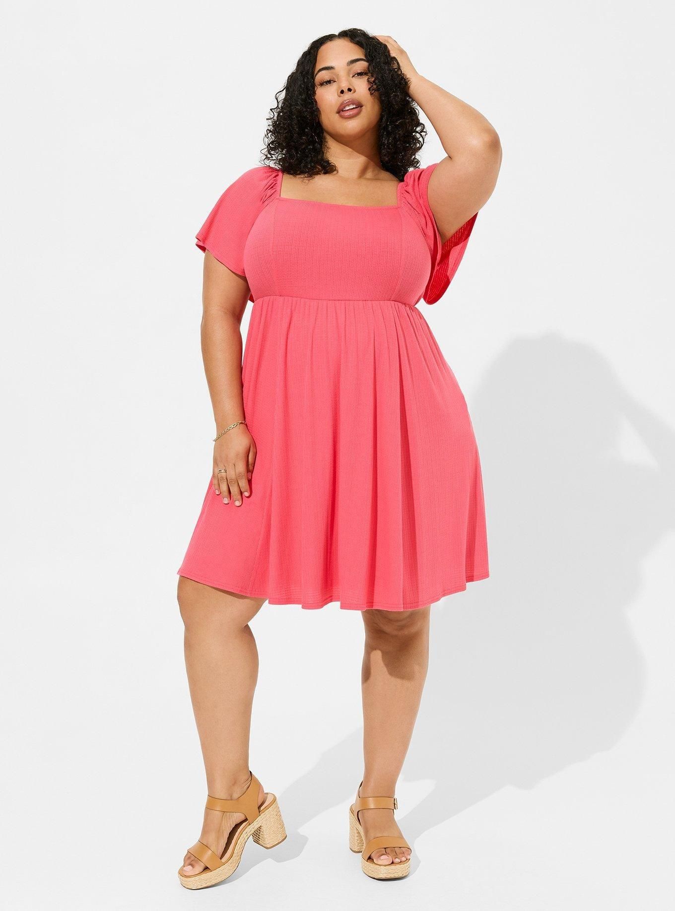 Mini Textured Knit Flutter Back Tie Dress | Torrid (US & Canada)