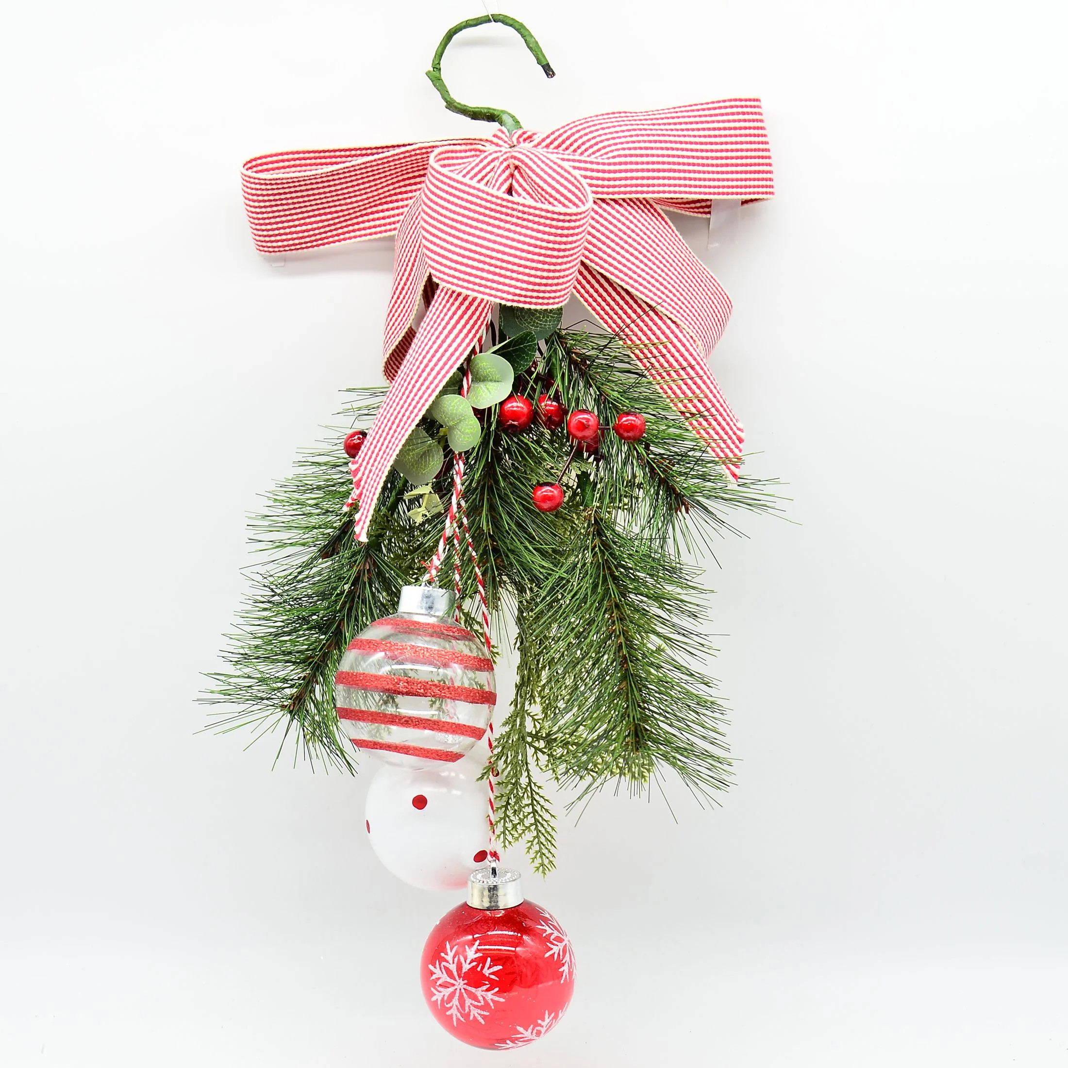 Holiday Time Red & White Wall Decoration with Bow & Greenery, Decorative Accent Ornament, Ribbon ... | Walmart (US)