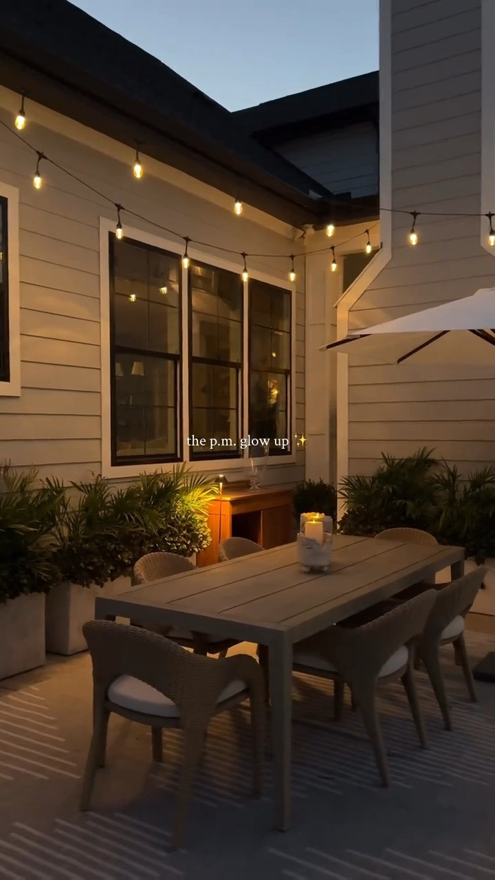coziest after dark 🕯️| #summernights 

#outdoorliving #outdoorfurniture #outdoordining

#LTKHome #LTKSeasonal