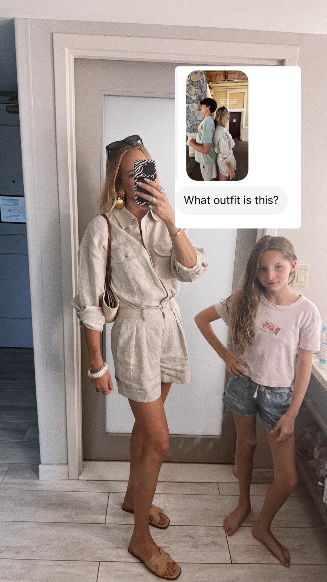 Wearing a small in the top and bottom. Should have added a skinny brown belt though 