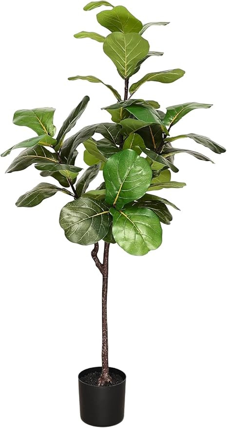WINOON 5FT Artificial Fiddle Leaf Fig Faux Tree Indoor Outdoor,Fake Ficus Lyrata Plant with Faux ... | Amazon (UK)