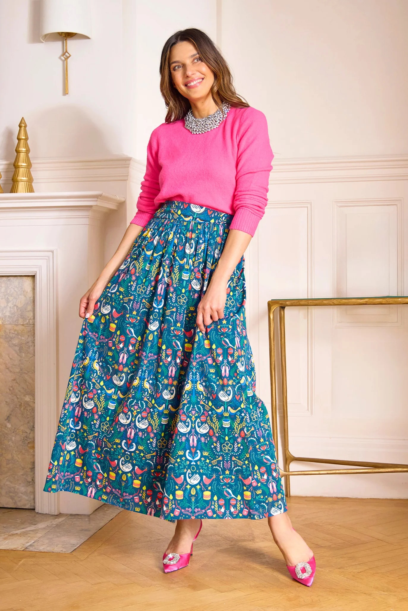 Sheridan French I Holiday 2025 I Wesley Skirt in Twelve Days Navy | Sheridan French