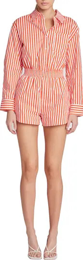 Stripe Long Sleeve Cotton Romper | Nordstrom