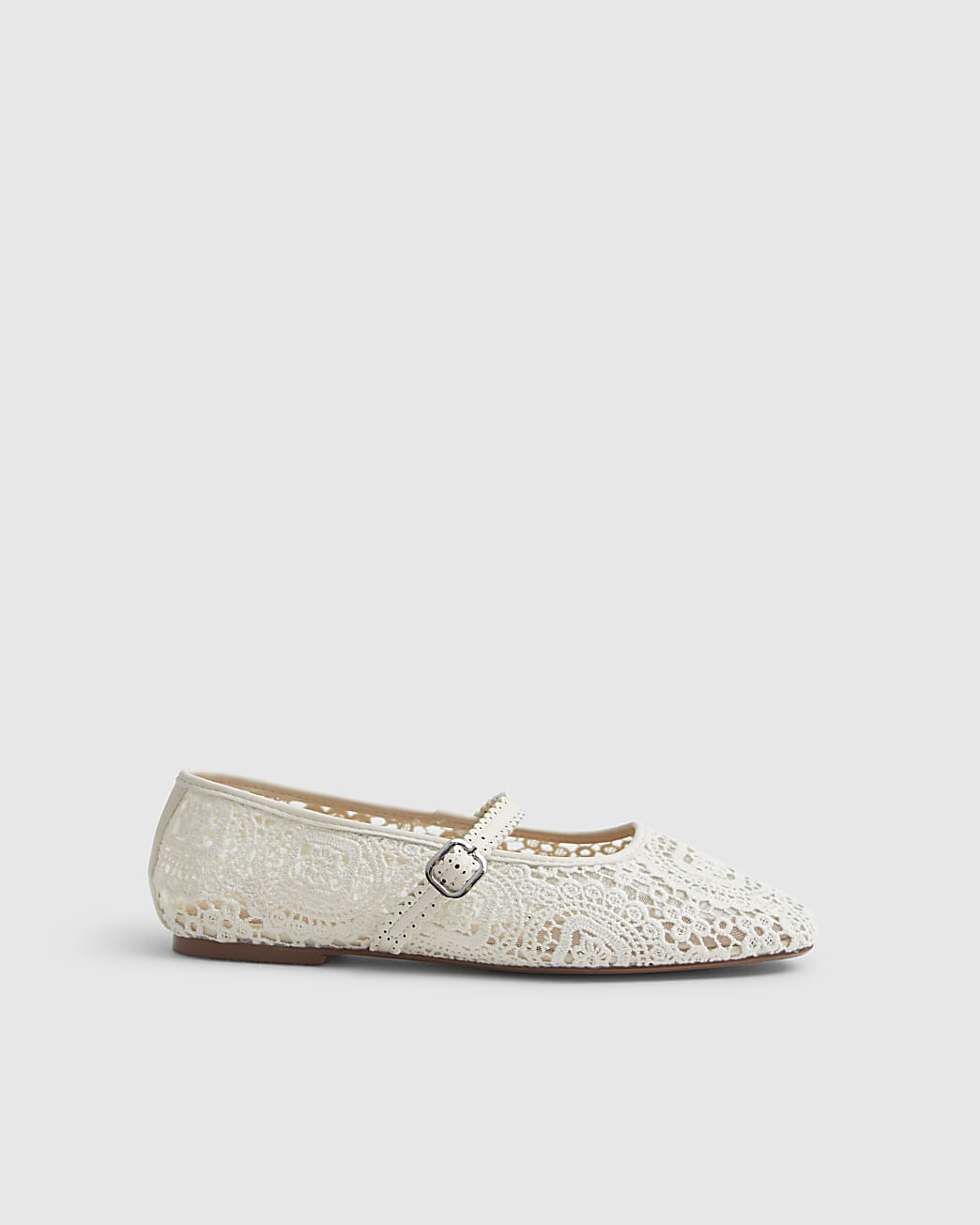 Cream Crochet Strapped Ballet Pumps | River Island UK & IE