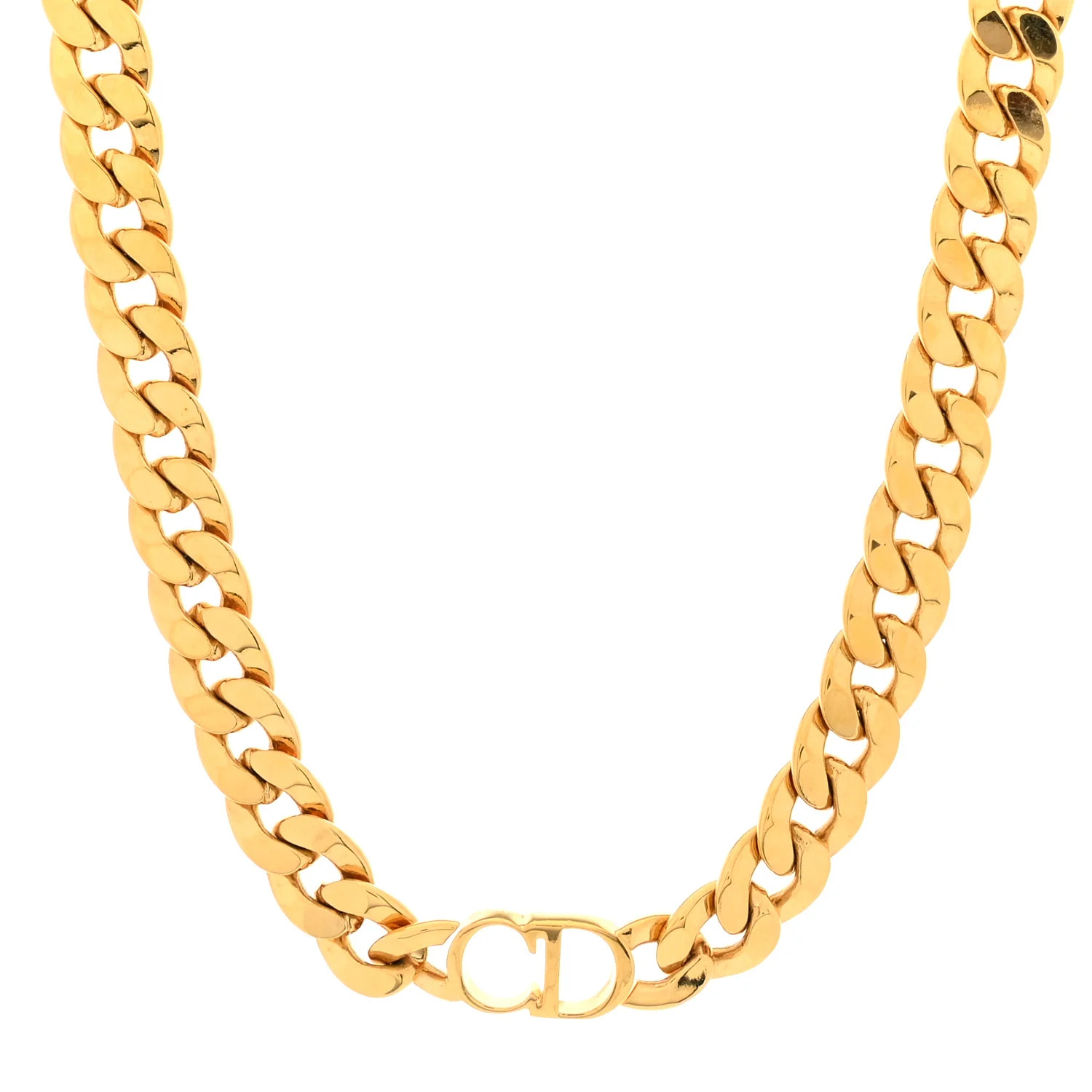 Metal CD Choker Necklace Gold | FASHIONPHILE (US)