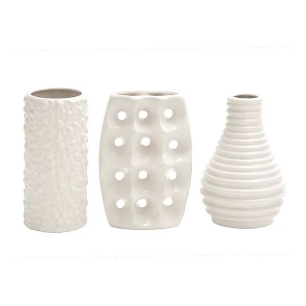 CosmoLiving by Cosmopolitan Modern Style Alabaster Ceramic Vases with Pierced Grid, Knotted, & Ri... | Kohl's