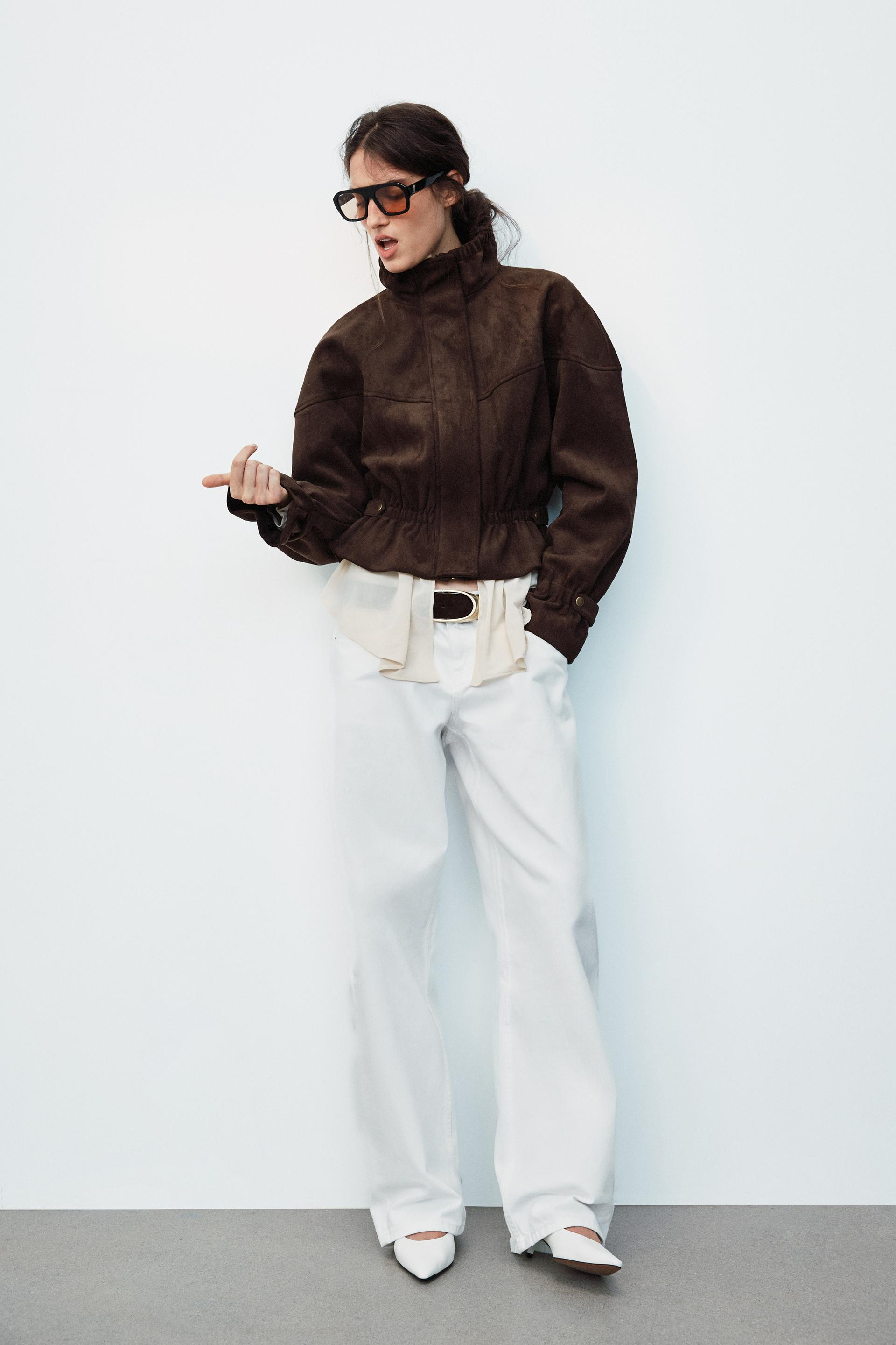 Zara - Suede-Effect Jacket - Brown - L - Woman | Zara US