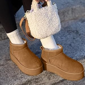 WICDIC Platform Mini Boot For Women Short Ankle Boot Fur Fleece Lined Sneakers Classic Ultra Snow... | Amazon (US)