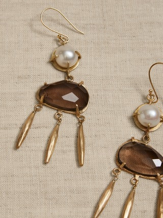 Alina Double Dangle Earrings Smokey Quartz | Aureus + Argent | Banana Republic (US)